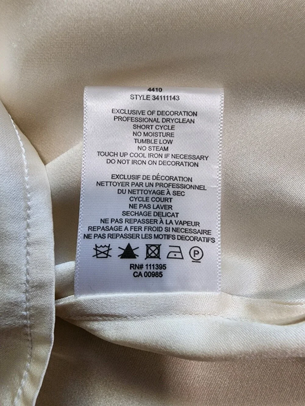 Tory Burch Cream Silk Removable Fringe Tie Bow Neck Blouse Long Sleeve SZ 14